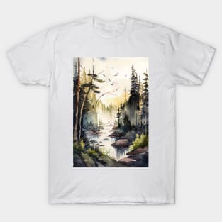 A Forest in Fall Autumn Watercolor T-Shirt